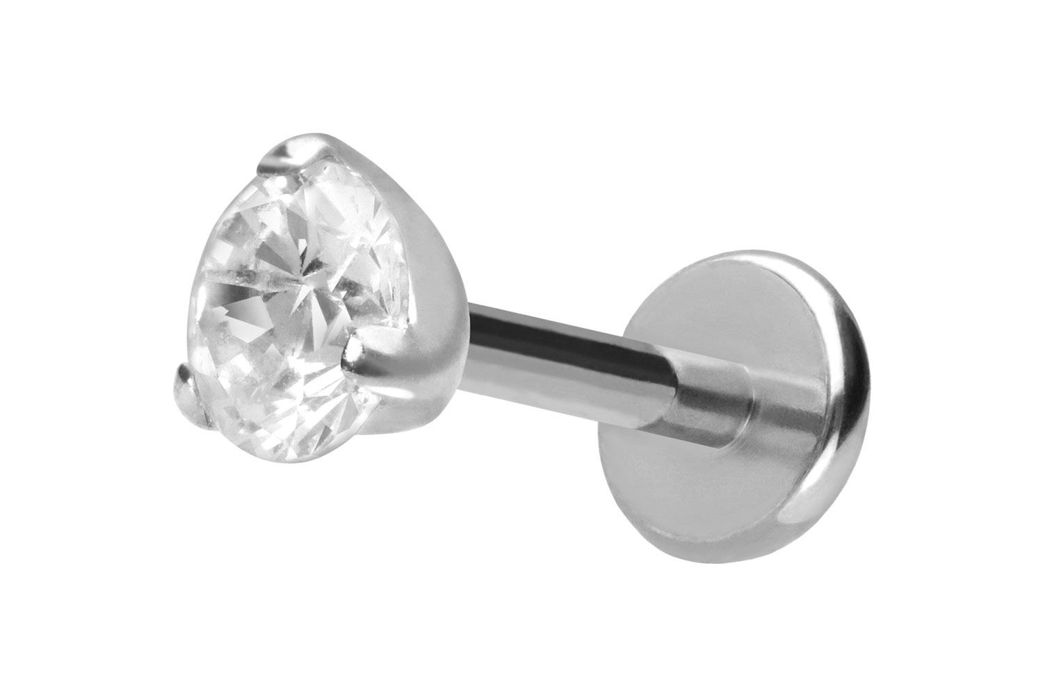 Titan Labret Piercing mit Push Fit EINGEFASSTER KRISTALL